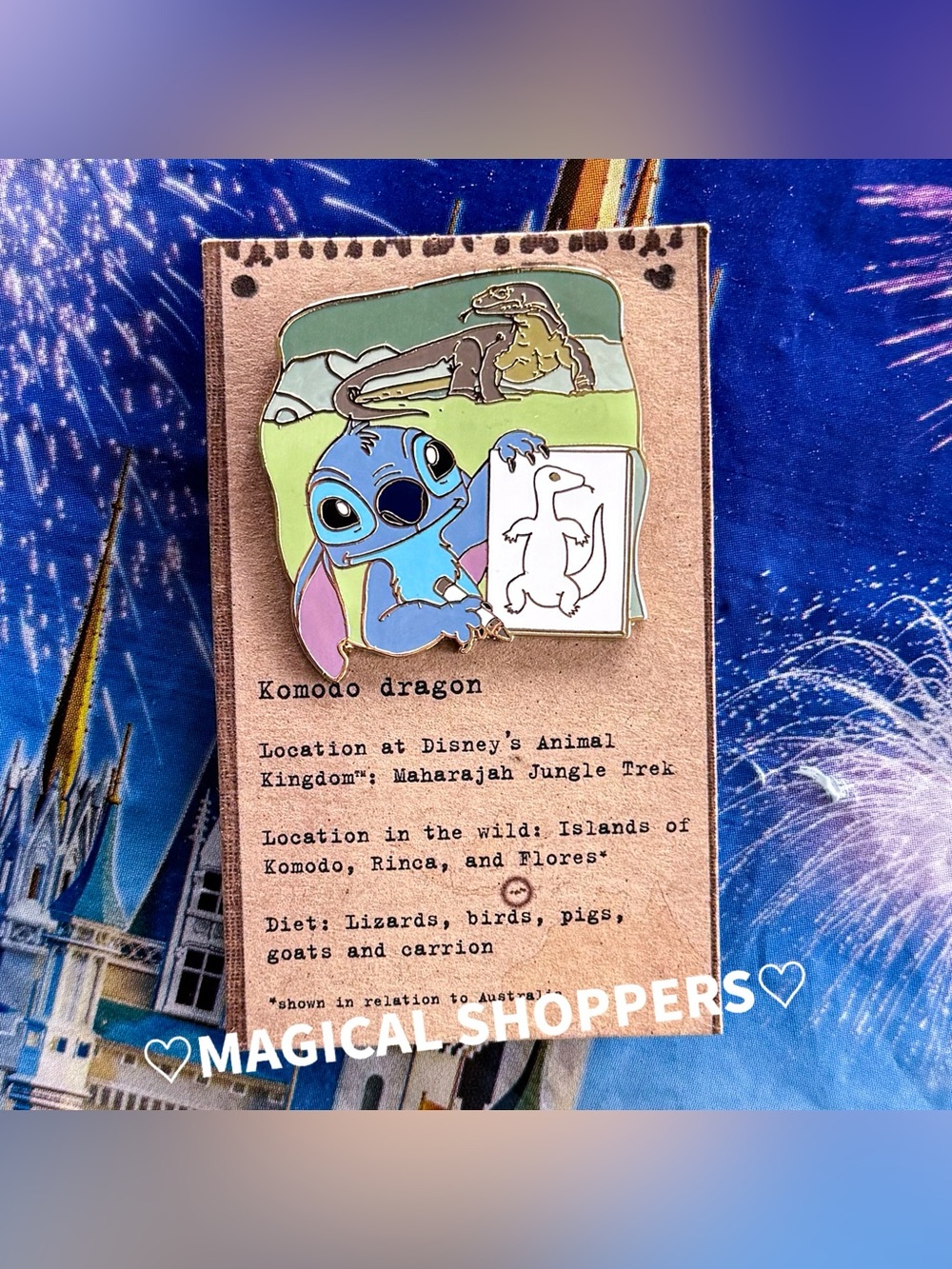 Disney Parks Animal Kingdom Theme Park Animals Mystery Pin Stitch & Komodo